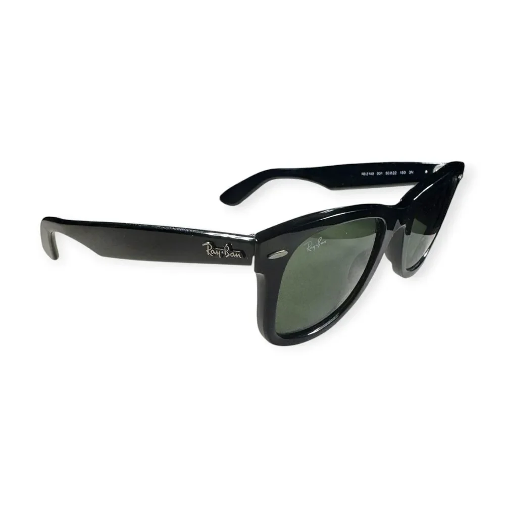 Ray-Ban RB2140 Sunglasses Wayfarer Black Green G15 Unisex Summer w/ Case & Box